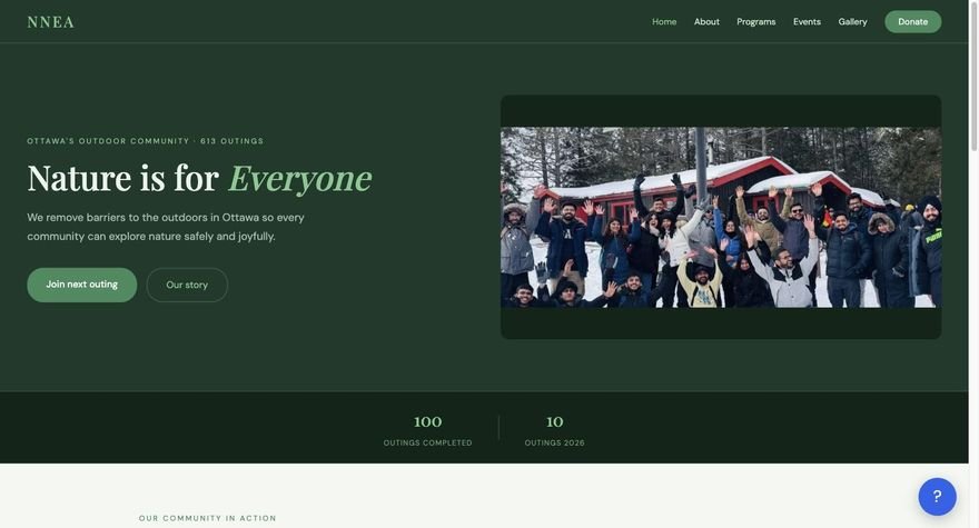 NNEA website — Ottawa outdoor community non-profit, Nature is for Everyone